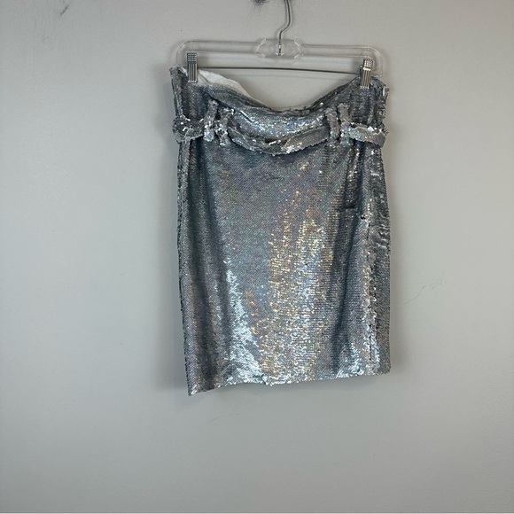 IRO | Mahont Skirt in Silver Sequins Paper Bag Waist Wrap Size 36 (4 US) - Picture 7 of 7